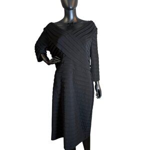 Adrianna Papell Black Pleated Cocktail Evening Dress 18W